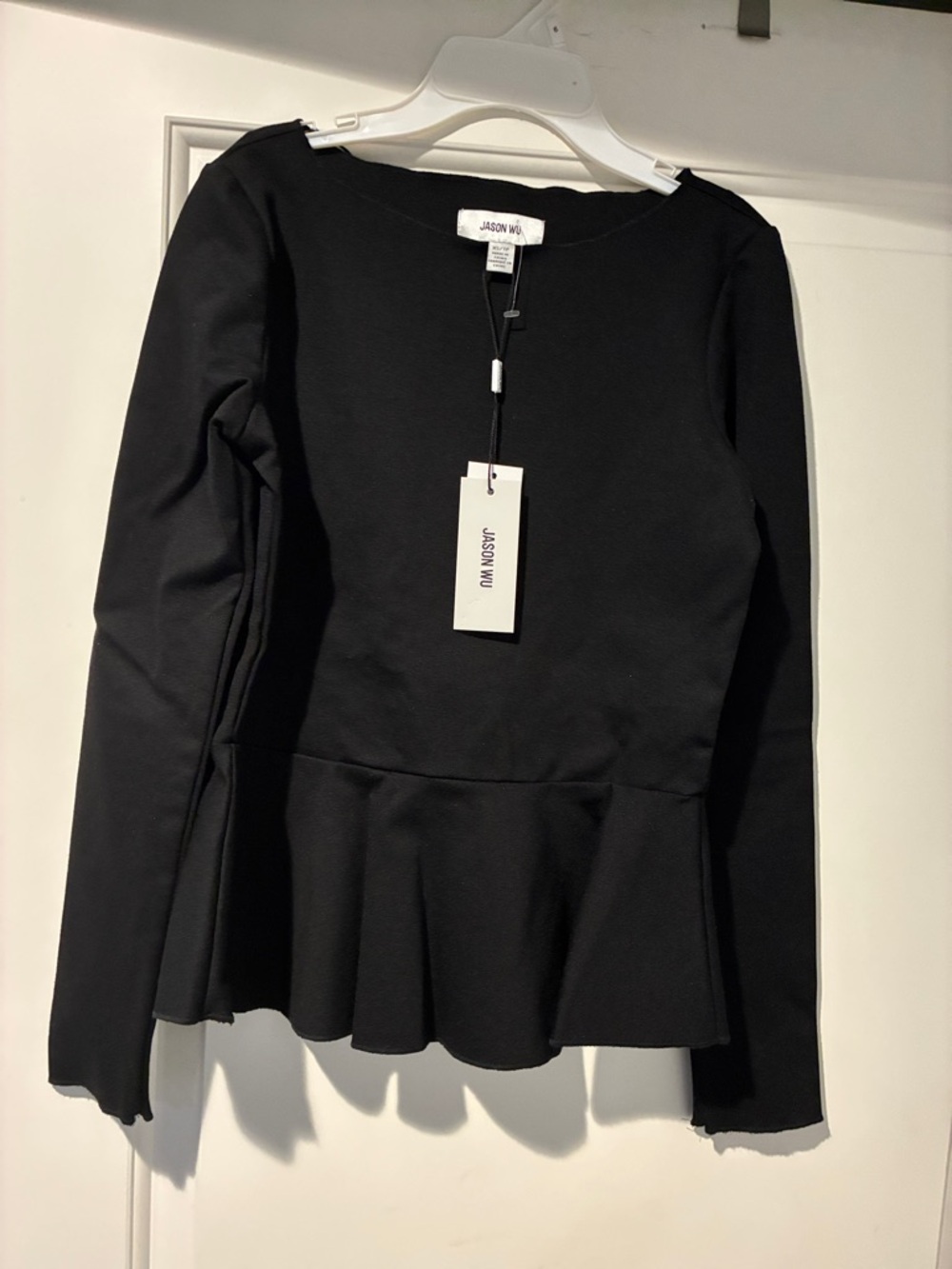 Jason Wu Black Peplum Long Sleeve black to - NWT